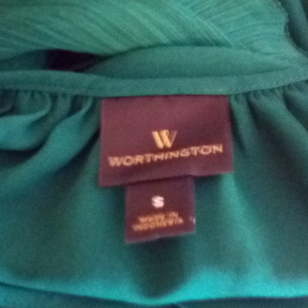 Worthington Emerald Green Semi Sheer Keyhole Blouse - Picture 10 of 12